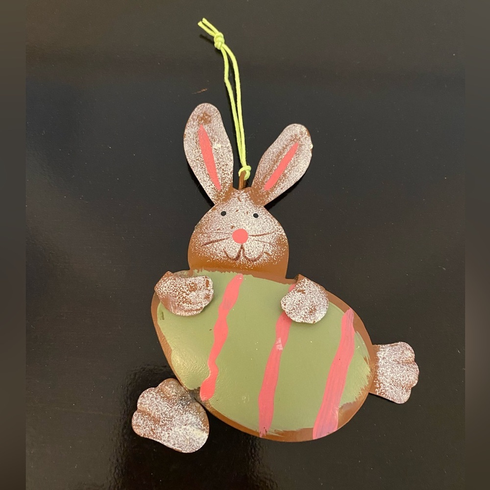 Decorative Hand-Painted Tin Easter Bunny Magnet & Ornament